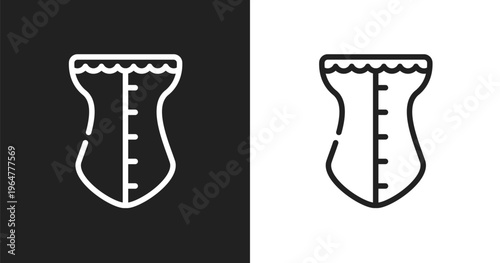 Corset icon. Linear black, white icon from linear beauty elements collection. Outline corset vector. Thin line symbol isolated on white and black background