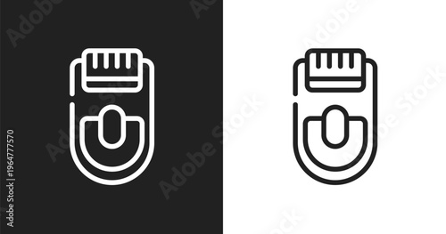 Epilador icon. Linear black, white icon from beauty kit collection. Outline epilador vector. Thin line symbol isolated on white and black background