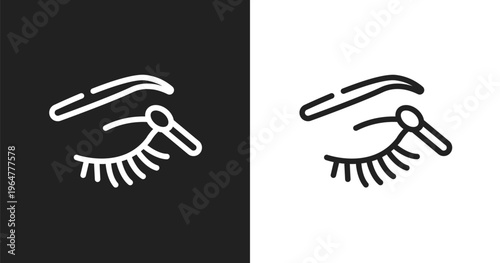 Eye shadow makeup icon. Linear black, white icon from pretty collection. Outline eye shadow makeup vector. Thin line symbol isolated on white and black background