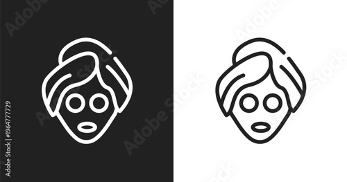 Beauty face mask icon. Linear black, white icon from pretty collection. Outline beauty face mask vector. Thin line symbol isolated on white and black background