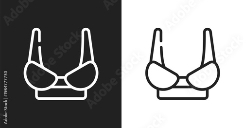 Women brassiere icon. Linear black, white icon from pretty collection. Outline women brassiere vector. Thin line symbol isolated on white and black background