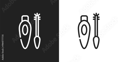 Eyes mascara icon. Linear black, white icon from pretty collection. Outline eyes mascara vector. Thin line symbol isolated on white and black background