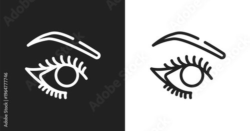 Eye make up icon. Linear black, white icon from pretty collection. Outline eye make up vector. Thin line symbol isolated on white and black background