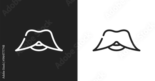 Big moustache icon. Linear black, white icon from beauty salon collection. Outline big moustache vector. Thin line symbol isolated on white and black background