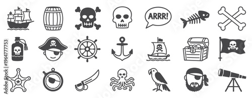 Pirate Themed Icons Collection ship skull