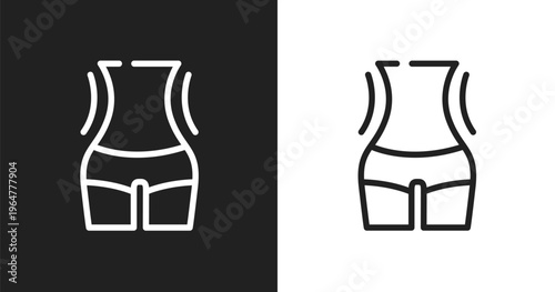 Women waist icon. Linear black, white icon from beauty salon collection. Outline women waist vector. Thin line symbol isolated on white and black background