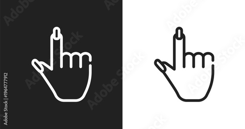 Finger with nail icon. Linear black, white icon from beauty salon collection. Outline finger with nail vector. Thin line symbol isolated on white and black background