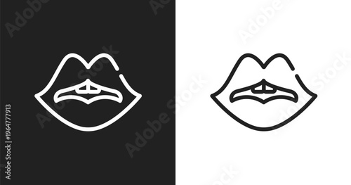 Woman lips icon. Linear black, white icon from beauty salon collection. Outline woman lips vector. Thin line symbol isolated on white and black background