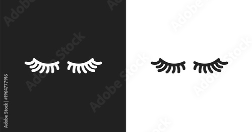 Two eyelashes icon. Linear black, white icon from beauty salon collection. Outline two eyelashes vector. Thin line symbol isolated on white and black background