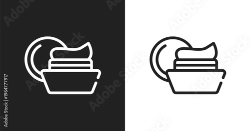 Facial cream icon. Linear black, white icon from beauty salon collection. Outline facial cream vector. Thin line symbol isolated on white and black background