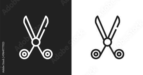 Hairdresser scissors icon. Linear black, white icon from beautiful collection. Outline hairdresser scissors vector. Thin line symbol isolated on white and black background