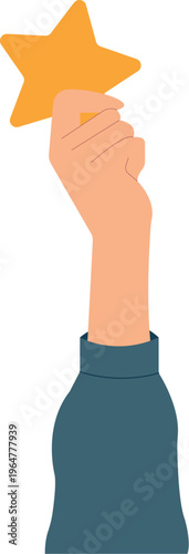 Hand holding star rating icon, customer review concept