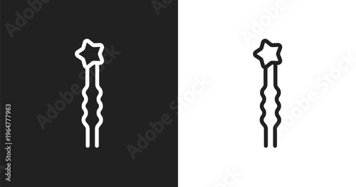 Two hairpins icon. Linear black, white icon from beautiful collection. Outline two hairpins vector. Thin line symbol isolated on white and black background
