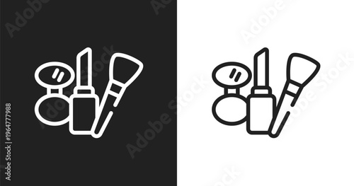 Cosmetic tools icon. Linear black, white icon from beautiful collection. Outline cosmetic tools vector. Thin line symbol isolated on white and black background