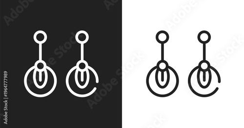 Two earrings icon. Linear black, white icon from beautiful collection. Outline two earrings vector. Thin line symbol isolated on white and black background