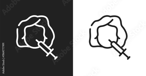 Mesotherapy icon. Linear black, white icon from plastic surgery collection. Outline mesotherapy vector. Thin line symbol isolated on white and black background