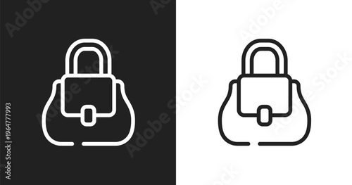 Women handbag icon. Linear black, white icon from beautiful collection. Outline women handbag vector. Thin line symbol isolated on white and black background