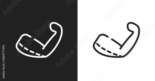 Brachioplasty icon. Linear black, white icon from plastic surgery collection. Outline brachioplasty vector. Thin line symbol isolated on white and black background