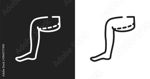 Thigh icon. Linear black, white icon from plastic surgery collection. Outline thigh vector. Thin line symbol isolated on white and black background