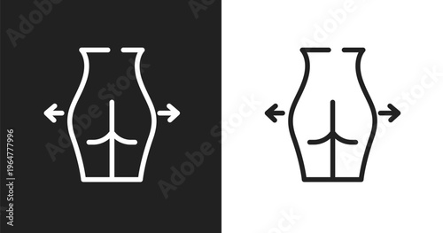 Gluteus icon. Linear black, white icon from plastic surgery collection. Outline gluteus vector. Thin line symbol isolated on white and black background