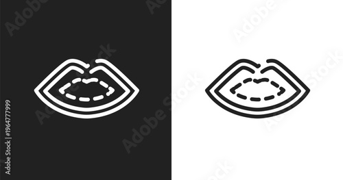 Lip icon. Linear black, white icon from plastic surgery collection. Outline lip vector. Thin line symbol isolated on white and black background