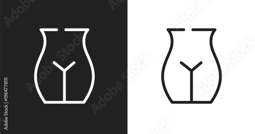 Vagina icon. Linear black, white icon from plastic surgery collection. Outline vagina vector. Thin line symbol isolated on white and black background