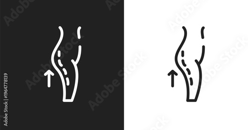 Lifting icon. Linear black, white icon from plastic surgery collection. Outline lifting vector. Thin line symbol isolated on white and black background