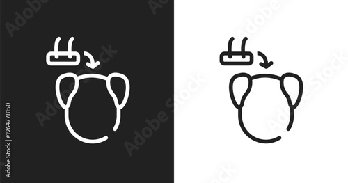 Hair transplant icon. Linear black, white icon from plastic surgery collection. Outline hair transplant vector. Thin line symbol isolated on white and black background