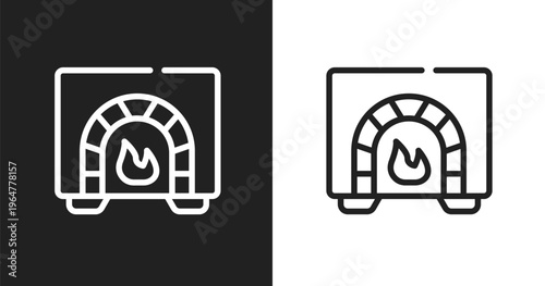 Burner icon. Linear black, white icon from sauna collection. Outline burner vector. Thin line symbol isolated on white and black background