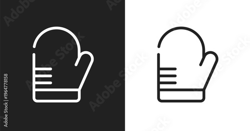 Oven mitt icon. Linear black, white icon from sauna collection. Outline oven mitt vector. Thin line symbol isolated on white and black background