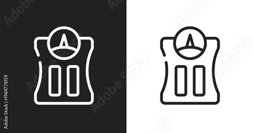 Bathroom scale icon. Linear black, white icon from sauna collection. Outline bathroom scale vector. Thin line symbol isolated on white and black background