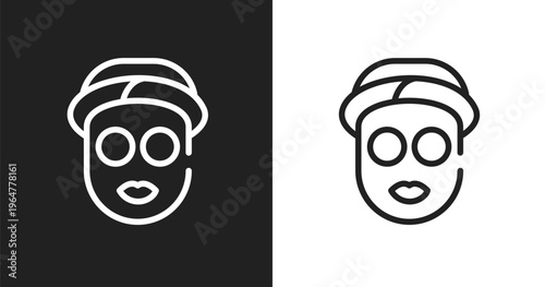 Sleeping mask icon. Linear black, white icon from sauna collection. Outline sleeping mask vector. Thin line symbol isolated on white and black background