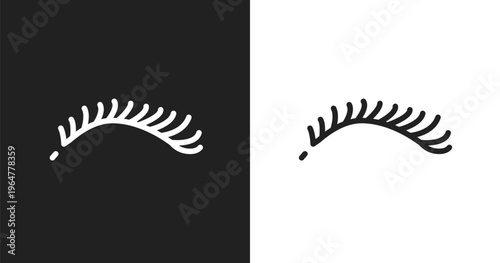 Eyelashes icon. Linear black, white icon from make up collection. Outline eyelashes vector. Thin line symbol isolated on white and black background