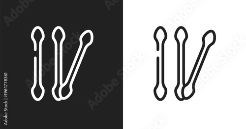 Cotton swab icon. Linear black, white icon from make up collection. Outline cotton swab vector. Thin line symbol isolated on white and black background