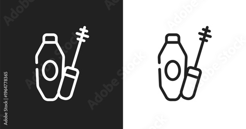 Mascara icon. Linear black, white icon from beauty and spa collection. Outline mascara vector. Thin line symbol isolated on white and black background