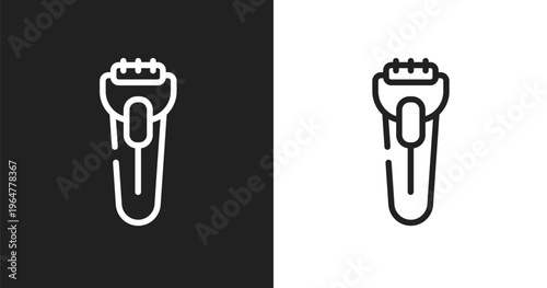 Shaver icon. Linear black, white icon from beauty and spa collection. Outline shaver vector. Thin line symbol isolated on white and black background