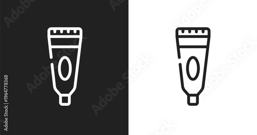 Tooth paste icon. Linear black, white icon from beauty and spa collection. Outline tooth paste vector. Thin line symbol isolated on white and black background
