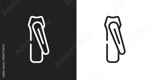 Nail clippers icon. Linear black, white icon from beauty and spa collection. Outline nail clippers vector. Thin line symbol isolated on white and black background