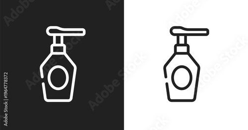 Spray bottle icon. Linear black, white icon from beauty and spa collection. Outline spray bottle vector. Thin line symbol isolated on white and black background