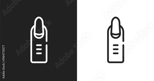 Nail icon. Linear black, white icon from beauty and spa collection. Outline nail vector. Thin line symbol isolated on white and black background