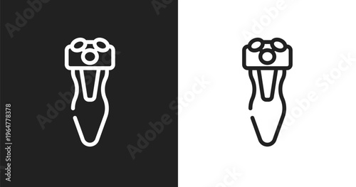 Electric shaver icon. Linear black, white icon from miscellaneous collection. Outline electric shaver vector. Thin line symbol isolated on white and black background
