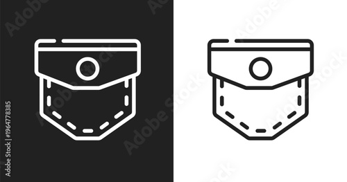 Pocket icon. Linear black, white icon from miscellaneous collection. Outline pocket vector. Thin line symbol isolated on white and black background