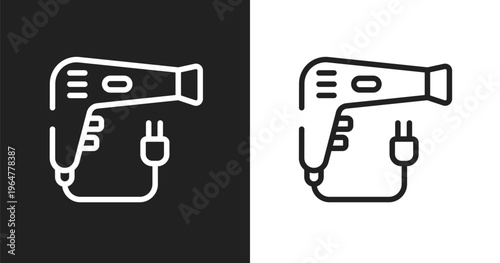 Dryer icon. Linear black, white icon from miscellaneous collection. Outline dryer vector. Thin line symbol isolated on white and black background