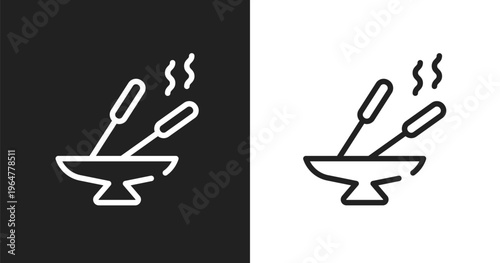 Incense icon. Linear black, white icon from spa collection. Outline incense vector. Thin line symbol isolated on white and black background