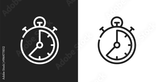 Stopclock icon. Linear black, white icon from spa collection. Outline stopclock vector. Thin line symbol isolated on white and black background