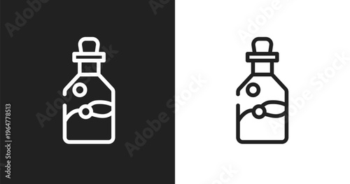 Essential oil icon. Linear black, white icon from spa collection. Outline essential oil vector. Thin line symbol isolated on white and black background
