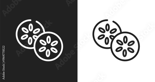 Cucumber icon. Linear black, white icon from spa and yoga collection. Outline cucumber vector. Thin line symbol isolated on white and black background
