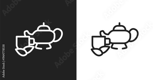 Herbal icon. Linear black, white icon from spa and yoga collection. Outline herbal vector. Thin line symbol isolated on white and black background