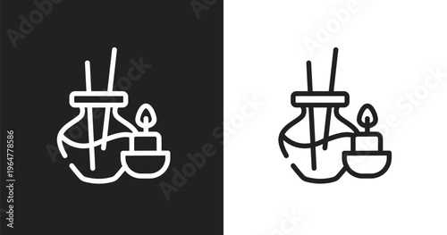 Aromatherapy icon. Linear black, white icon from sauna collection. Outline aromatherapy vector. Thin line symbol isolated on white and black background