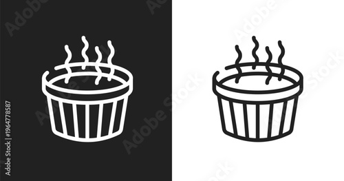 Hot tub icon. Linear black, white icon from sauna collection. Outline hot tub vector. Thin line symbol isolated on white and black background